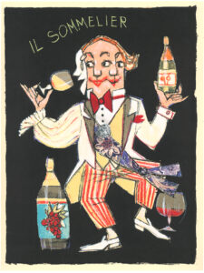 IL SOMMELIER - FOGLIO 50 x 35 - TECNICA Serigrafia e collage - TIRATURA 200 - CODICE FRE0111